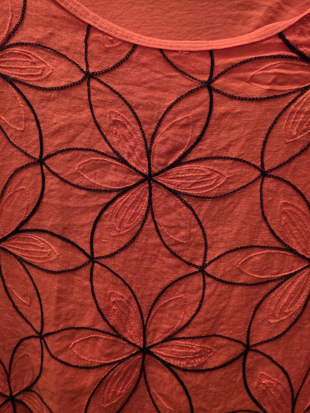 Coral Linen Made In Italy Boho Oversized Embroidered Top S/M - Picture 5 of 10